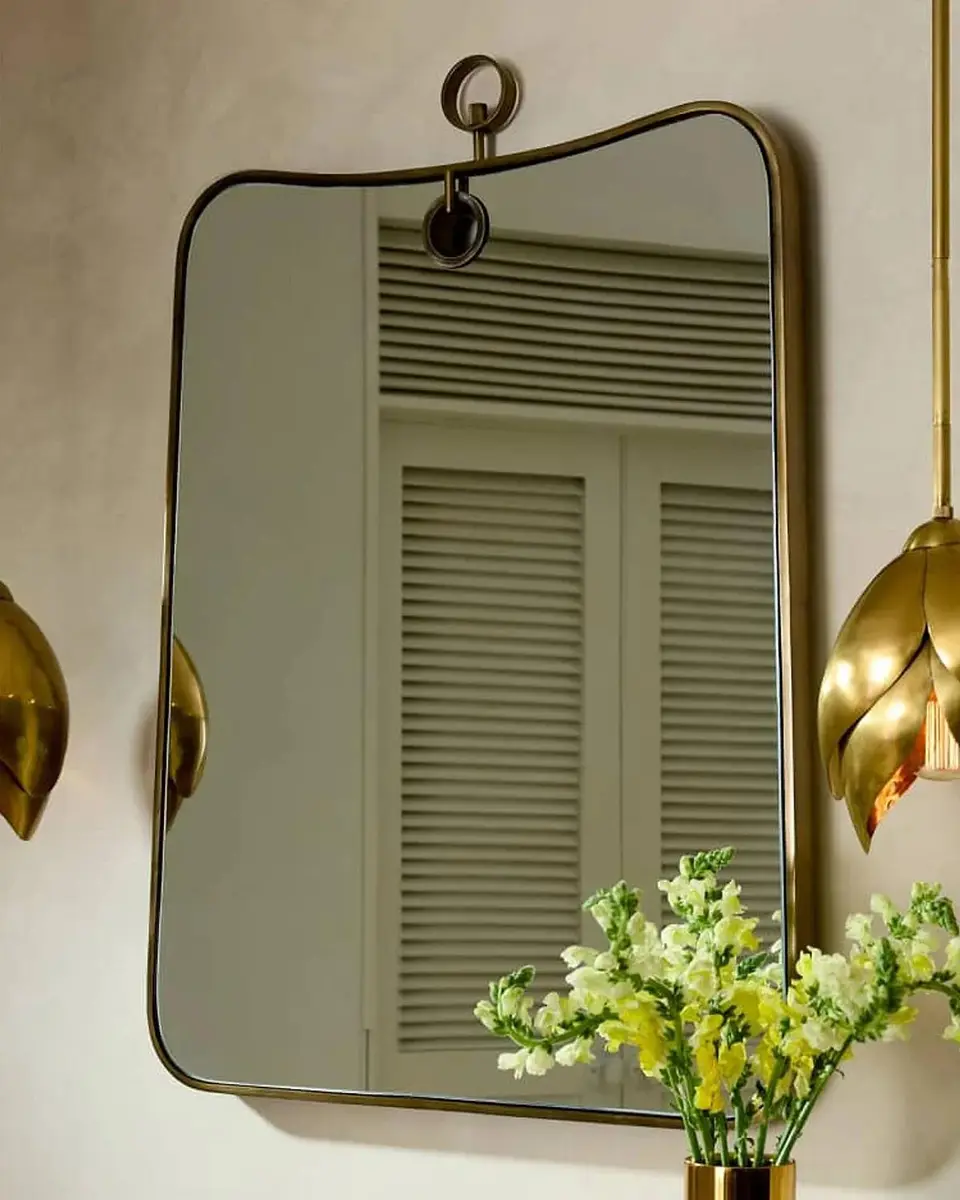 Arteriors Lennox Antique Brass Iron Irregular Mirror | Thumbnail 4