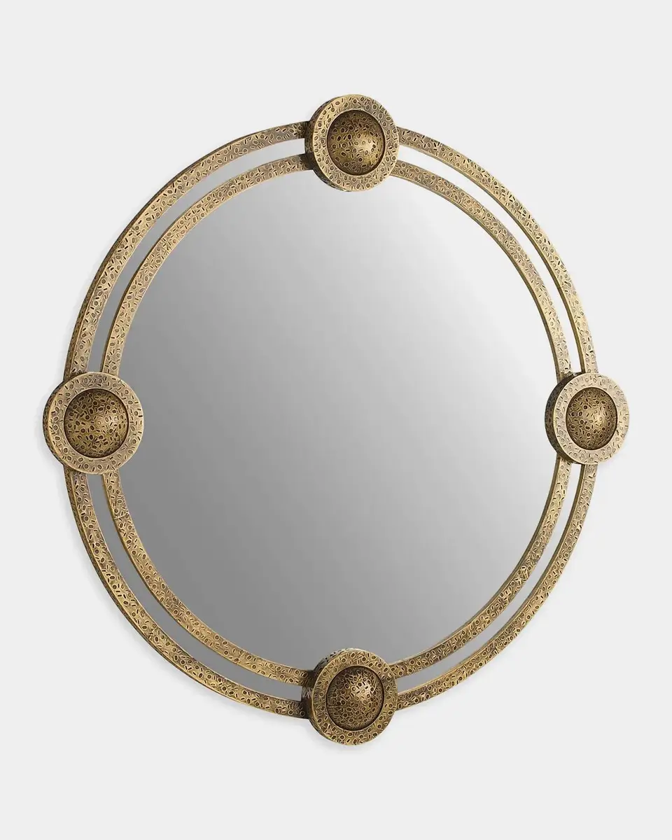 Arteriors Lisbon Antique Brass Round Mirror | Thumbnail 2 Arteriors Lisbon Antique Brass Round Mirror | Thumbnail 2