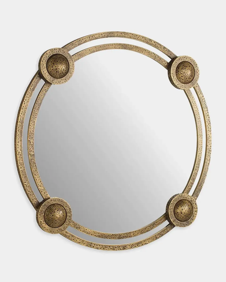 Arteriors Lisbon Antique Brass Round Mirror | Thumbnail 5 Arteriors Lisbon Antique Brass Round Mirror | Thumbnail 5