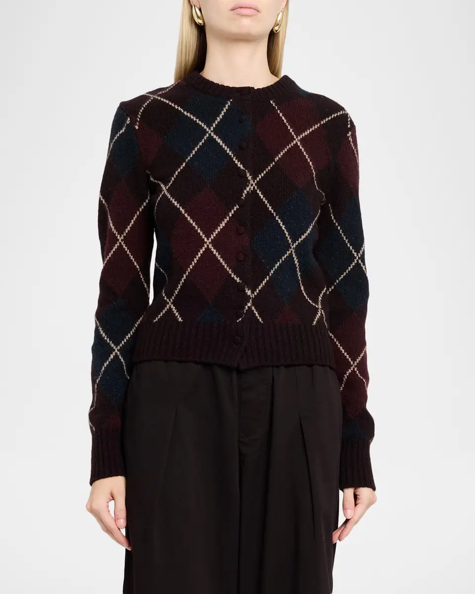 A.L.C. Skyler Argyle Cashmere Crewneck Cardigan | Thumbnail 4