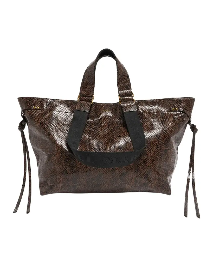 Isabel Marant Wardy Python-Embossed Leather Tote Bag