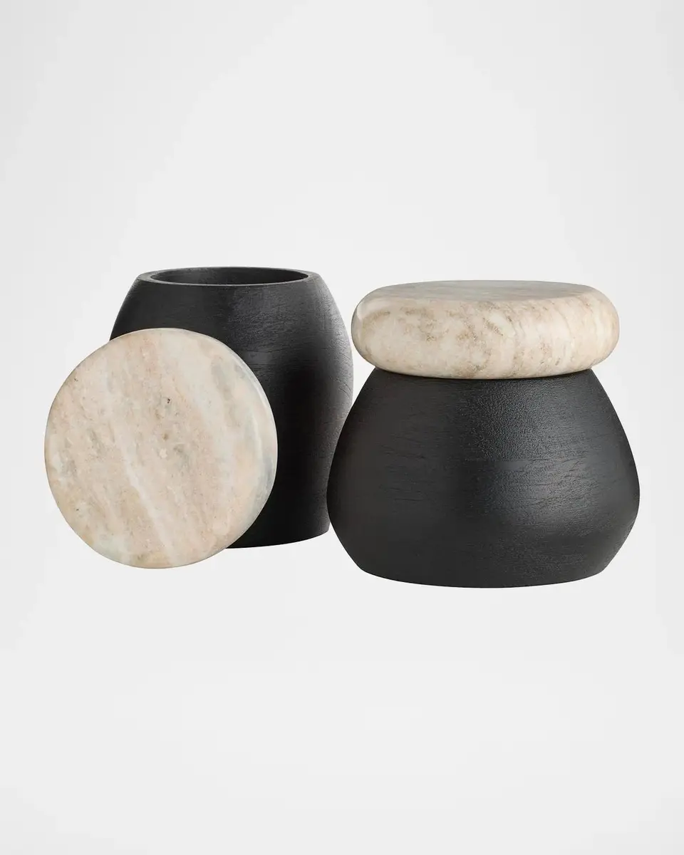 Arteriors Noelle 2-Piece Mango Wood & Marble Containers | Thumbnail 2 Arteriors Noelle 2-Piece Mango Wood & Marble Containers | Thumbnail 2