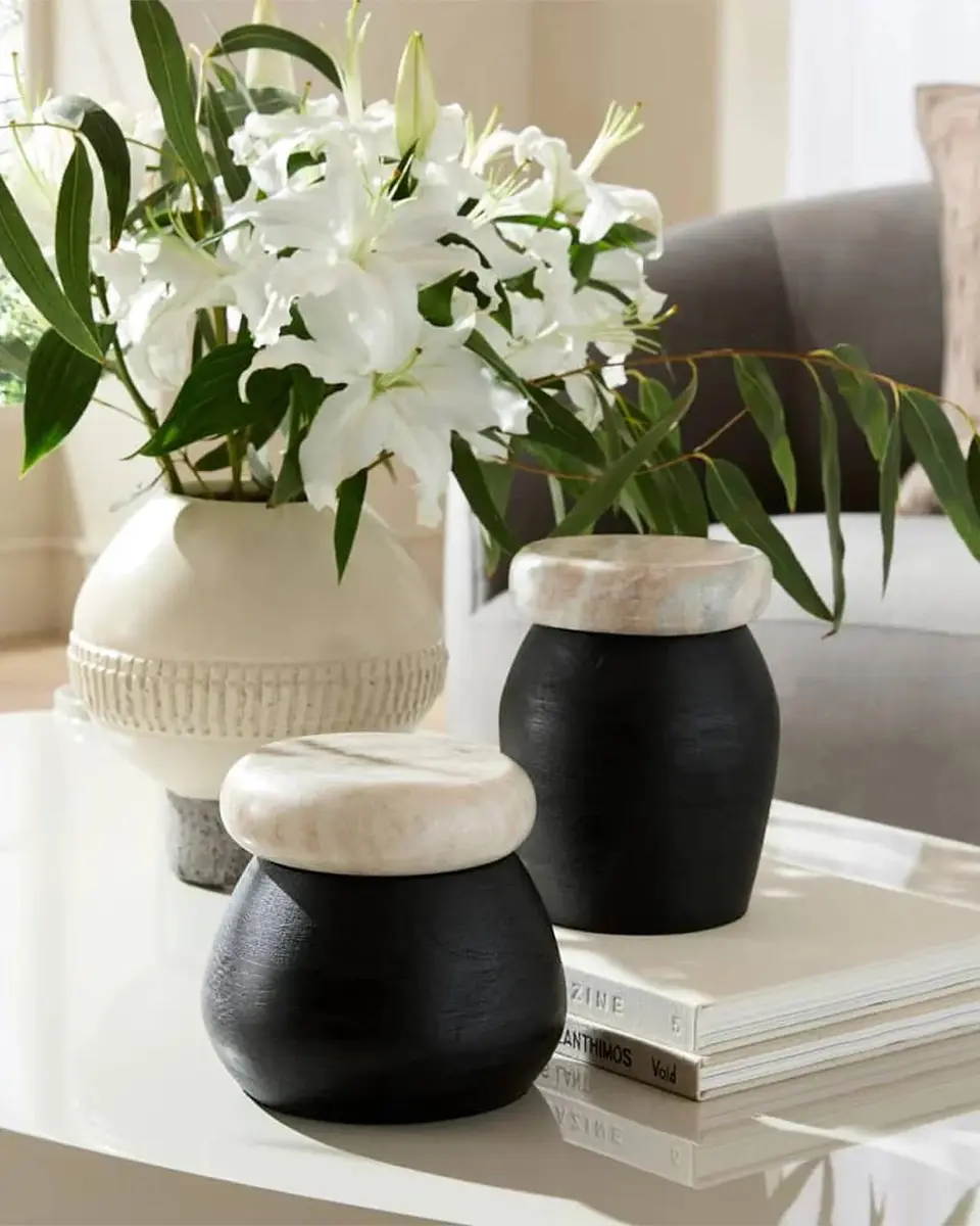Arteriors Noelle 2-Piece Mango Wood & Marble Containers | Thumbnail 5 Arteriors Noelle 2-Piece Mango Wood & Marble Containers | Thumbnail 5