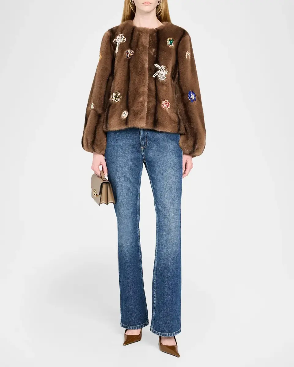 Cinq à Sept Benson Embellished Faux-Fur Coat | Thumbnail 2 Cinq à Sept Benson Embellished Faux-Fur Coat | Thumbnail 2