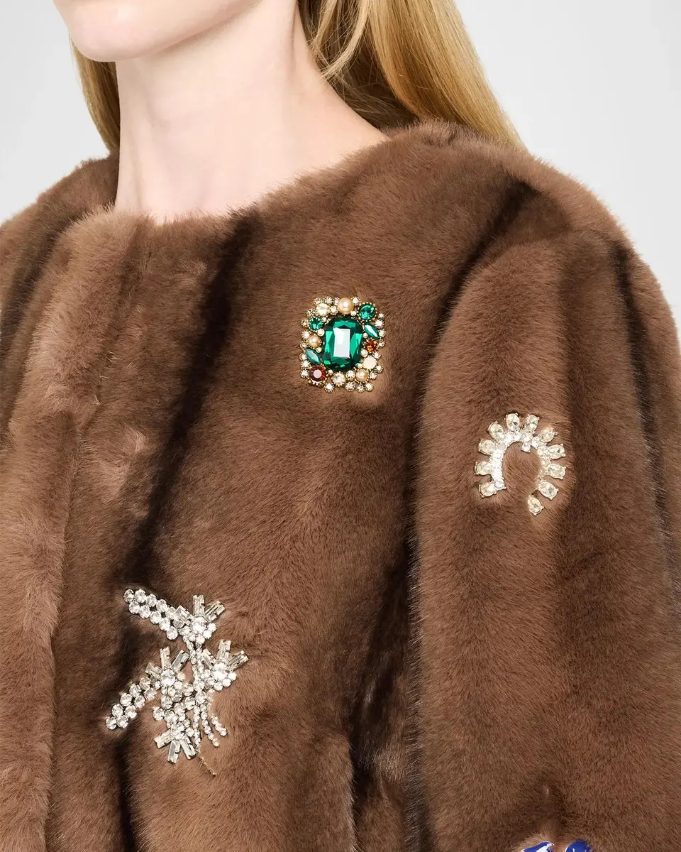 Cinq à Sept Benson Embellished Faux-Fur Coat | Thumbnail 5 Cinq à Sept Benson Embellished Faux-Fur Coat | Thumbnail 5