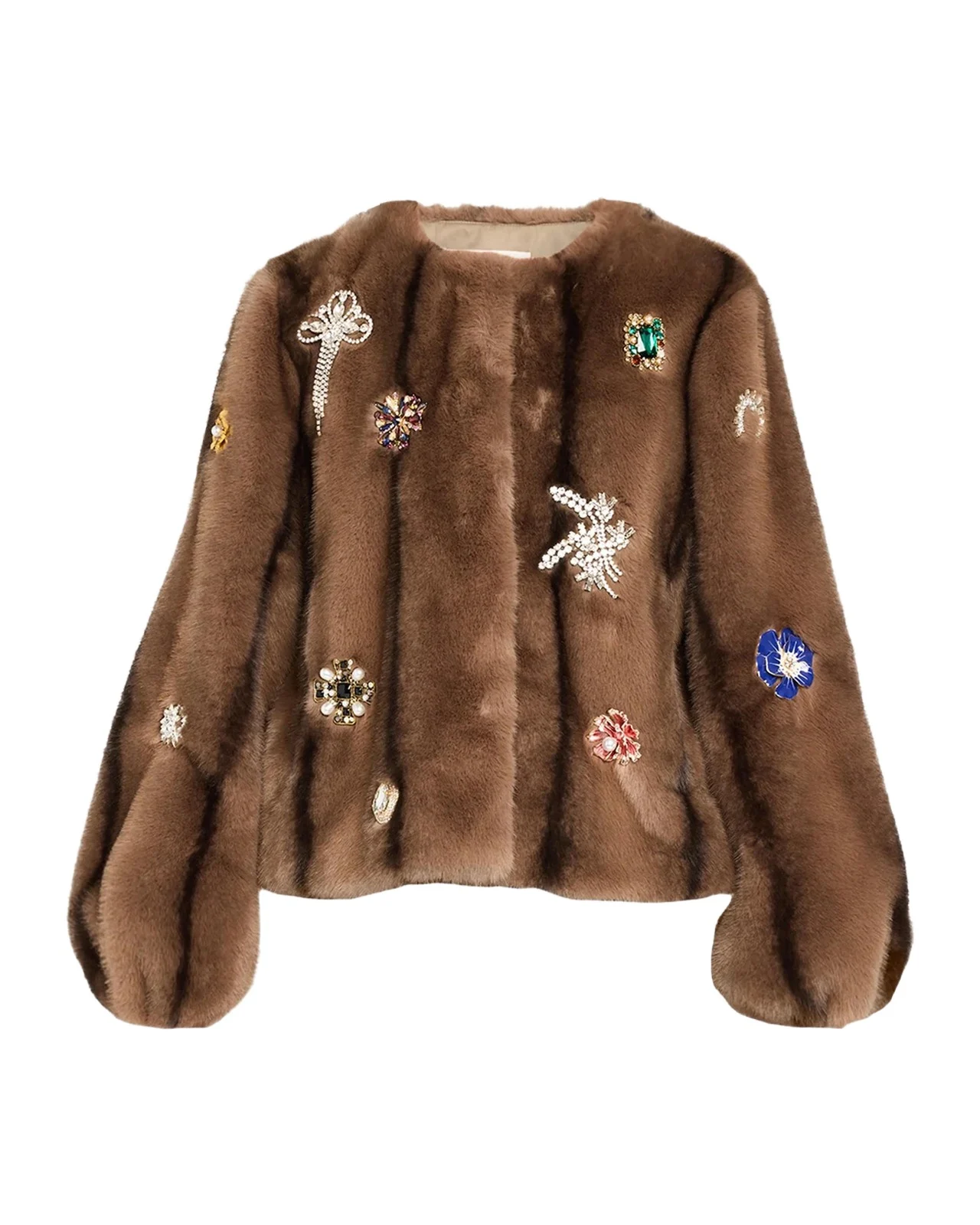 Benson Embellished Faux-Fur Coat Benson Embellished Faux-Fur Coat