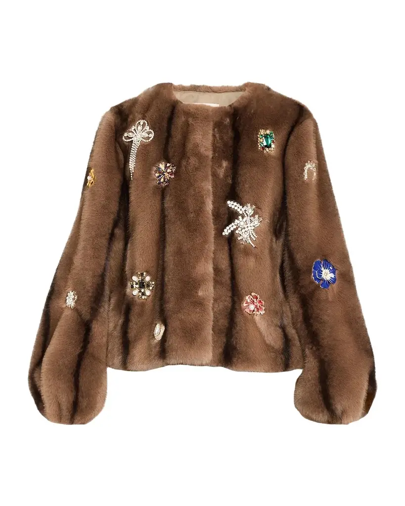 Cinq à Sept Benson Embellished Faux-Fur Coat