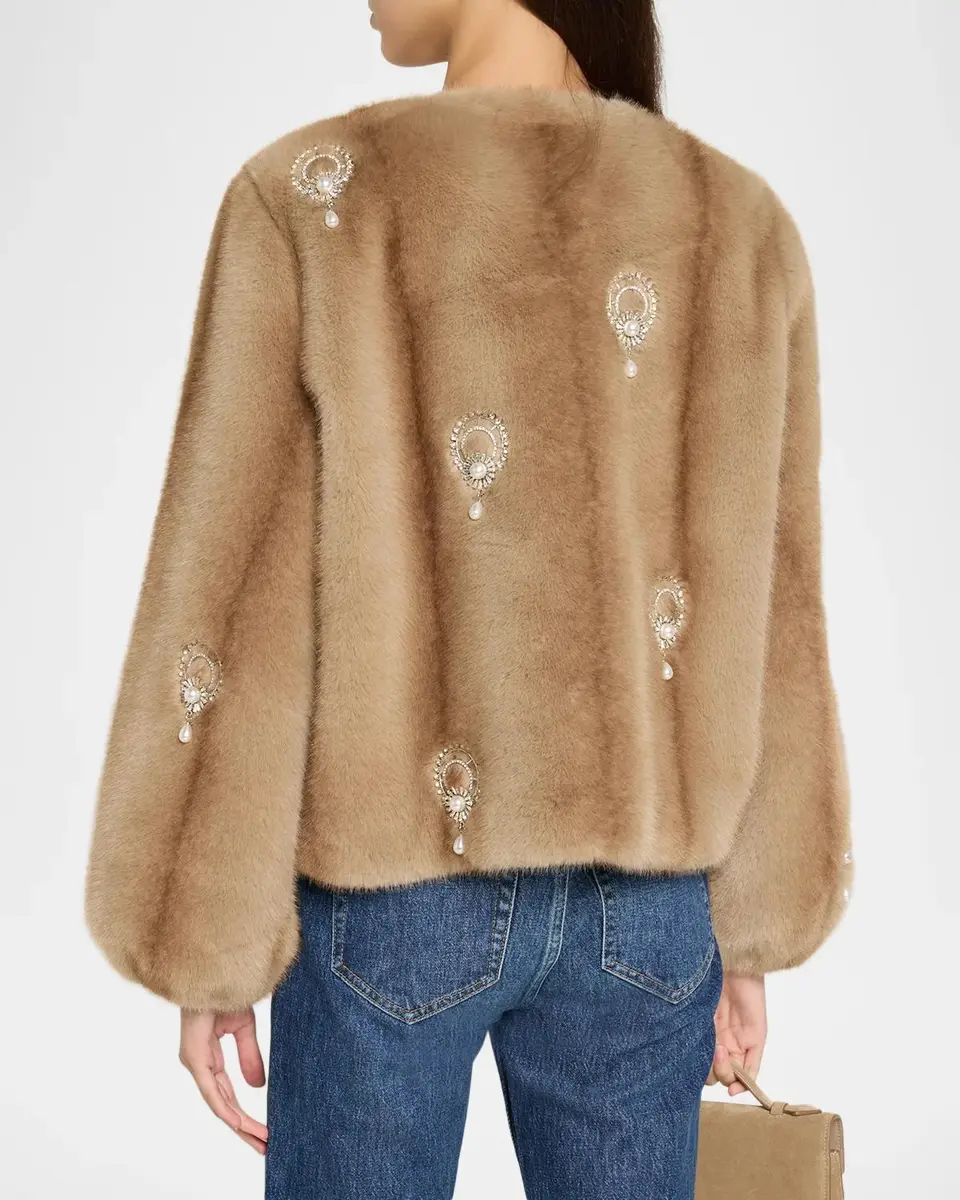 Cinq à Sept Benson Embellished Faux-Fur Coat | Thumbnail 3 Cinq à Sept Benson Embellished Faux-Fur Coat | Thumbnail 3