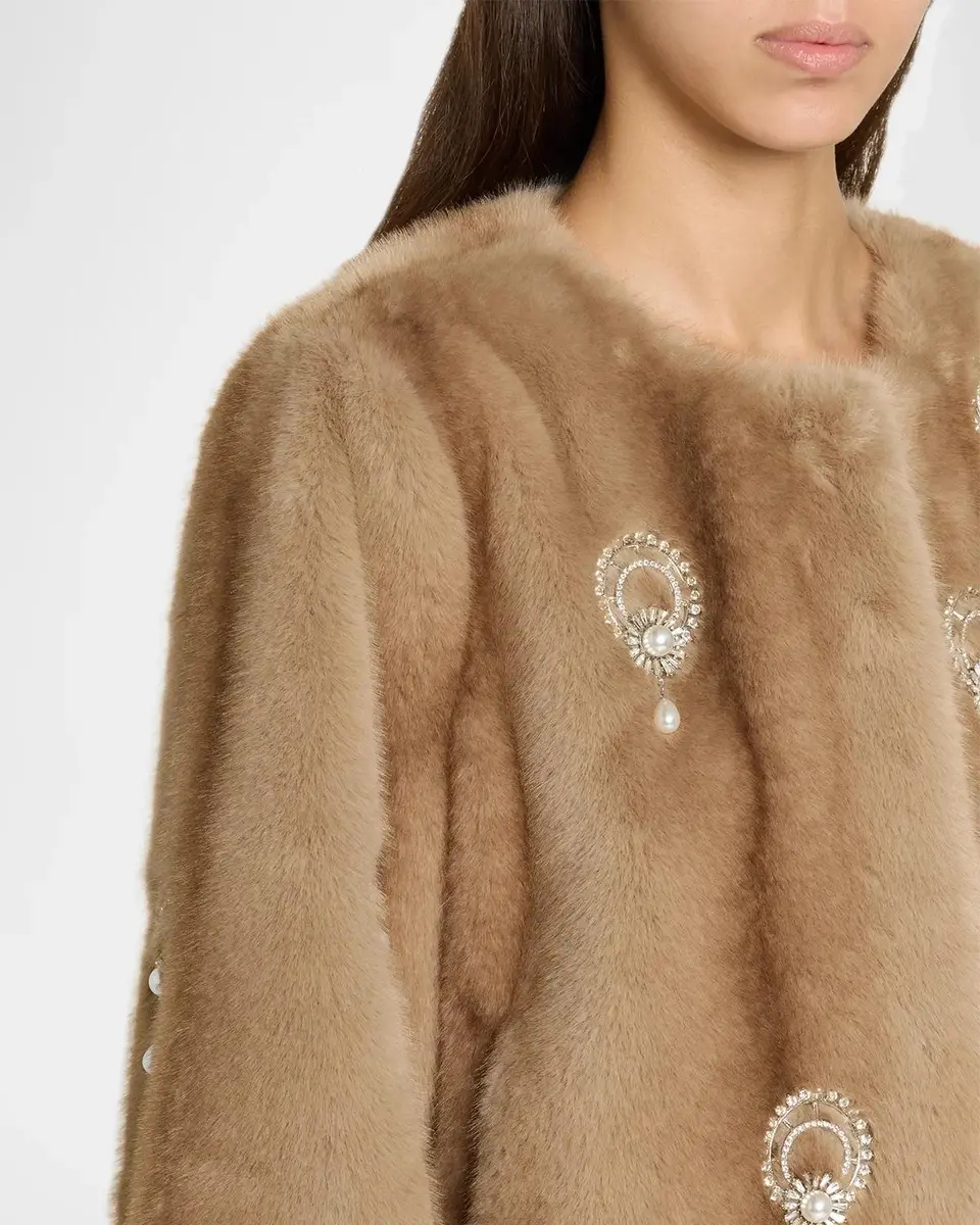 Cinq à Sept Benson Embellished Faux-Fur Coat | Thumbnail 5 Cinq à Sept Benson Embellished Faux-Fur Coat | Thumbnail 5