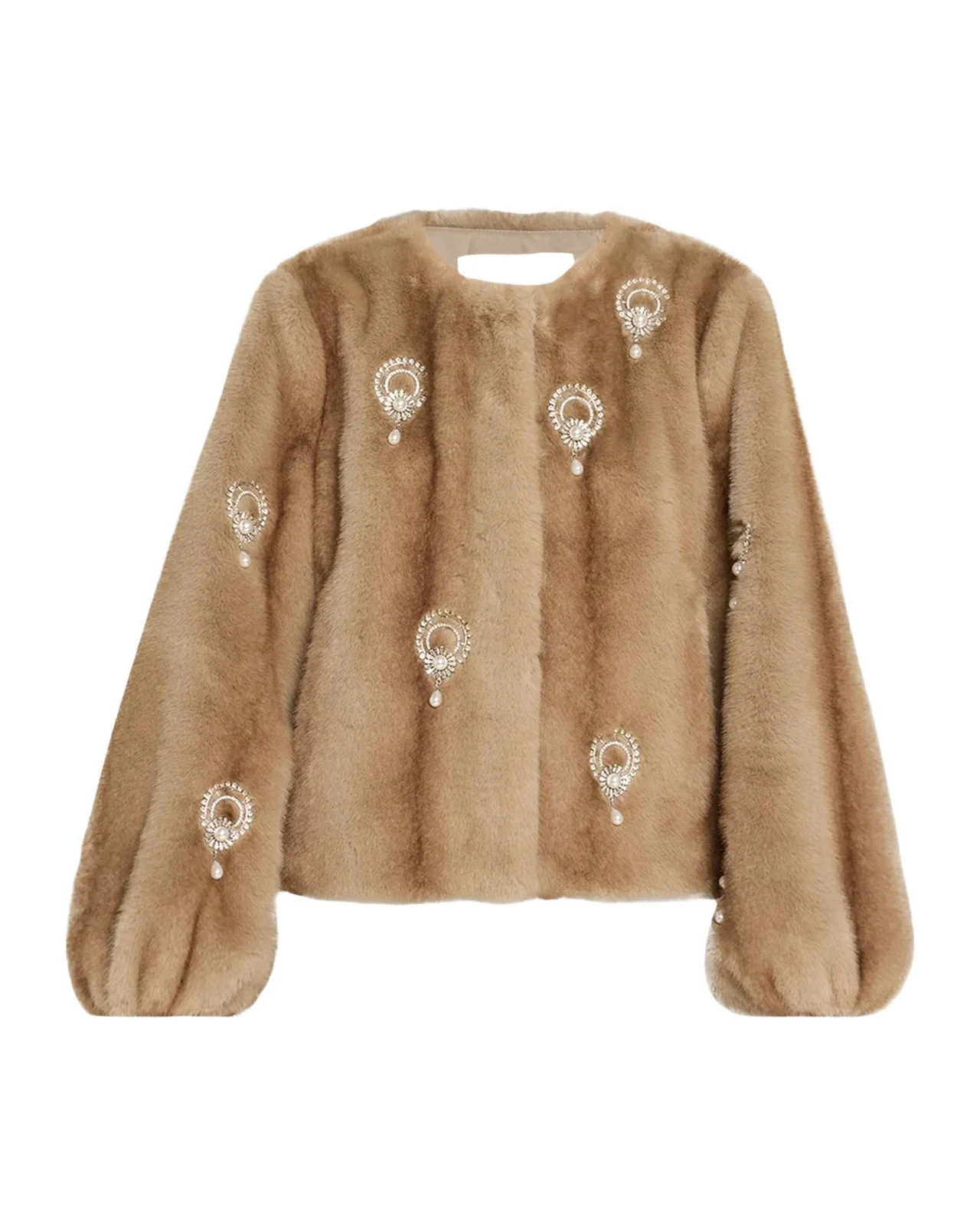 Benson Embellished Faux-Fur Coat Benson Embellished Faux-Fur Coat