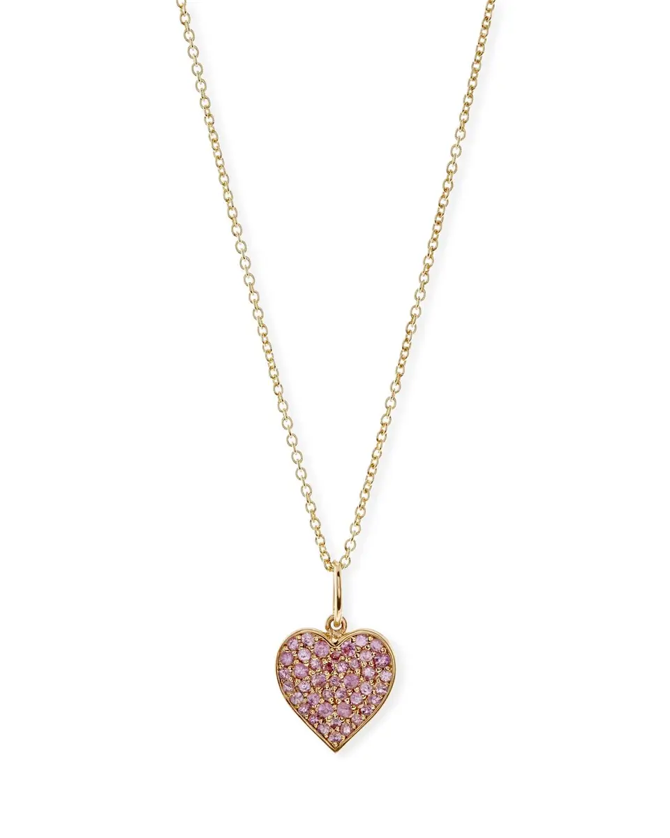 Anniversary Pink Sapphire Heart Pendant Necklace