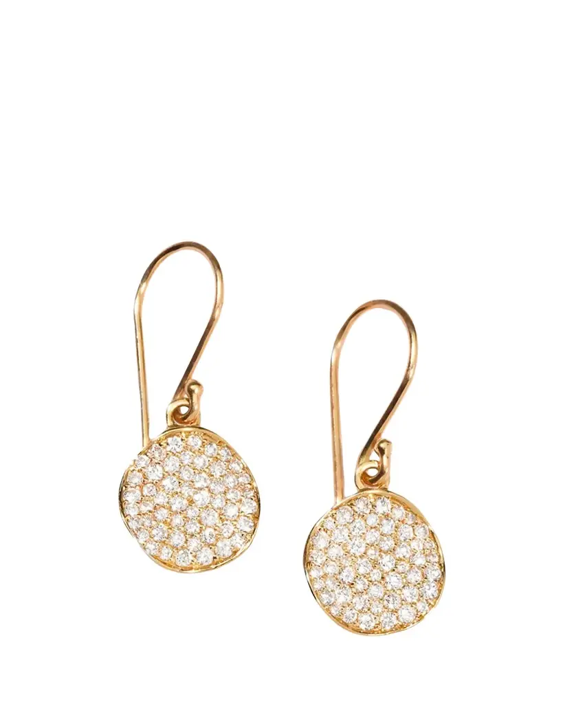Ippolita Small Hammered Cascade Earrings in 18K Gold with Diamonds