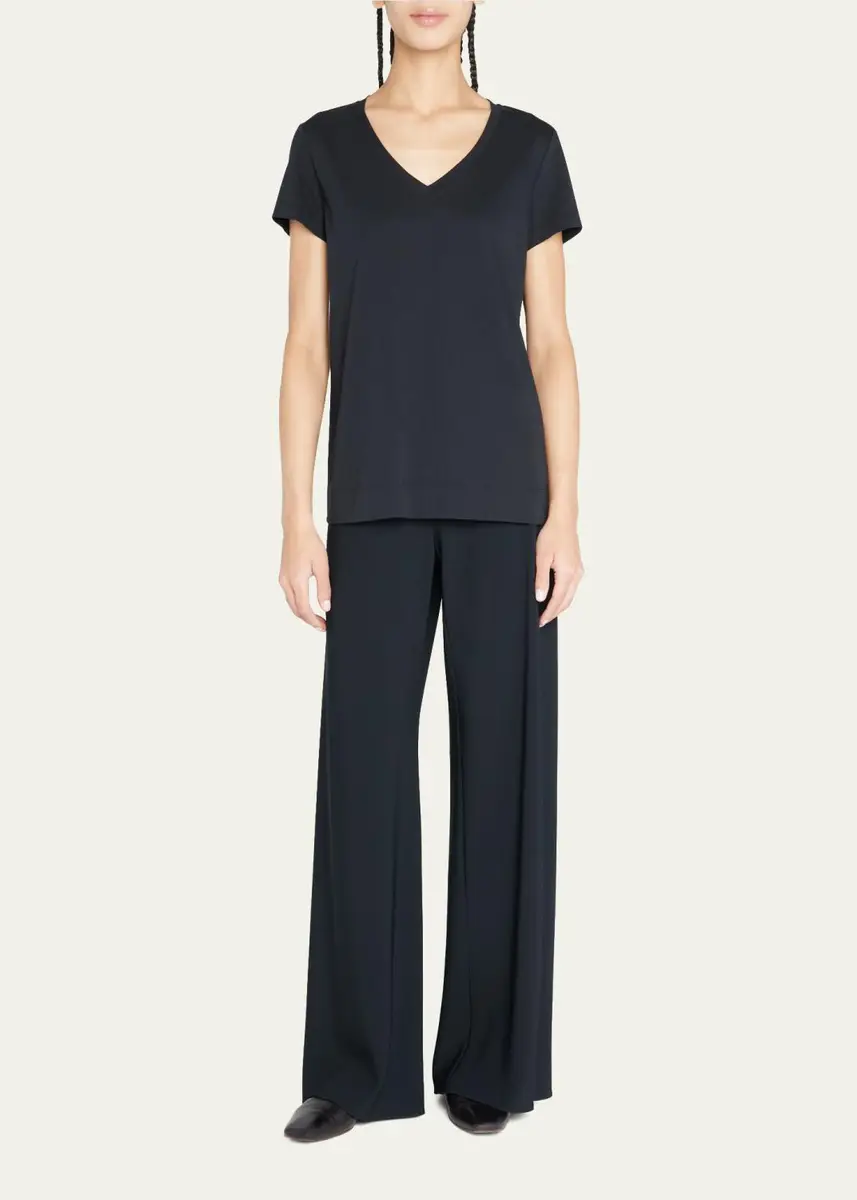 Lafayette 148 New York Modern V-Neck Short-Sleeve Cotton Jersey Tee | Thumbnail 2 Lafayette 148 New York Modern V-Neck Short-Sleeve Cotton Jersey Tee | Thumbnail 2