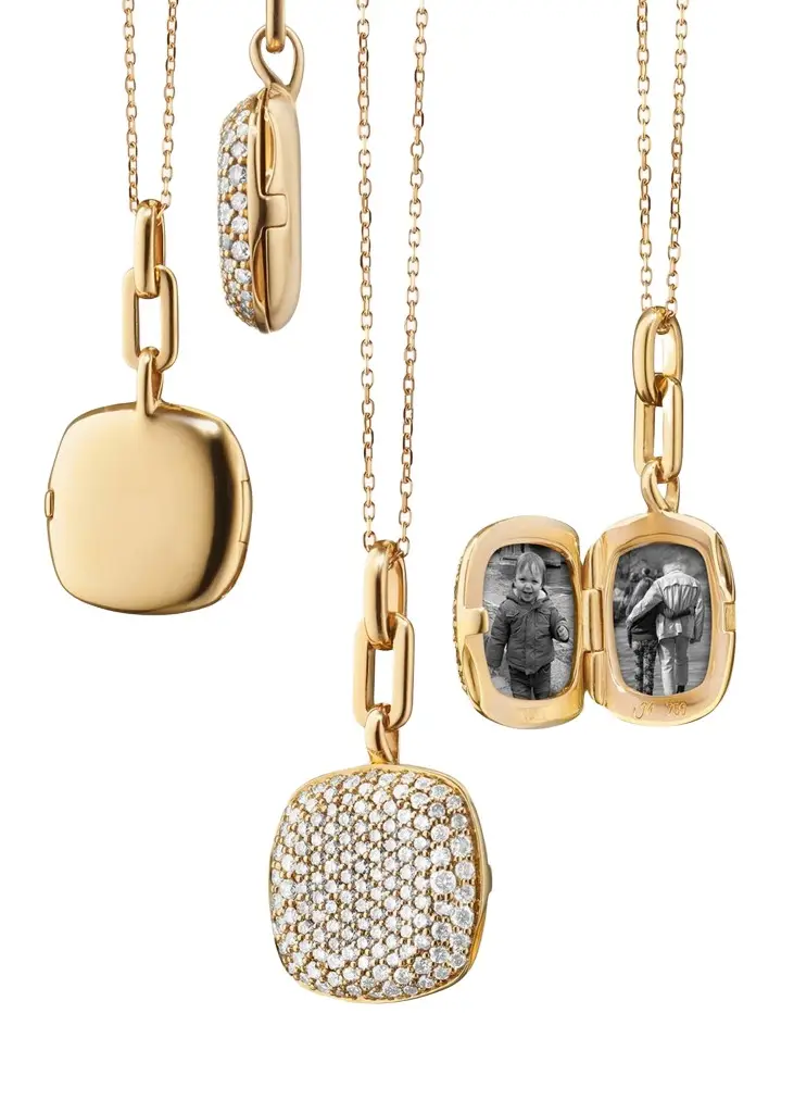 MONICA RICH KOSANN Rae 18K Yellow Gold Slim Diamond Locket Necklace