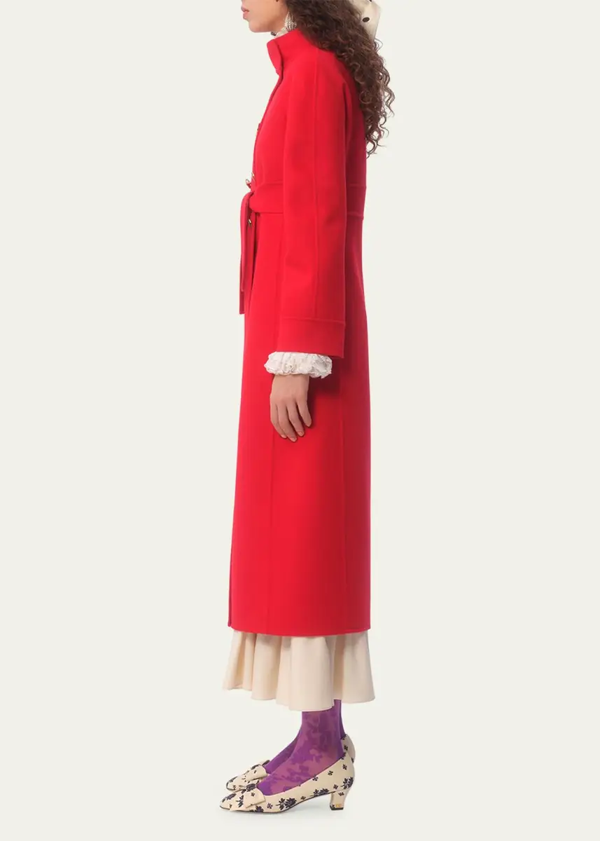 Valentino Garavani High-Neck Double-Breast Belted Wool Cashmere Coat | Thumbnail 4 Valentino Garavani High-Neck Double-Breast Belted Wool Cashmere Coat | Thumbnail 4