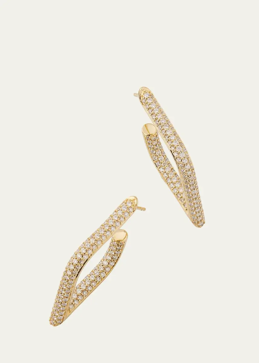 Sydney Evan 14K Pave Diamond Hollow Marquise Hoop Earrings | Thumbnail 3 Sydney Evan 14K Pave Diamond Hollow Marquise Hoop Earrings | Thumbnail 3