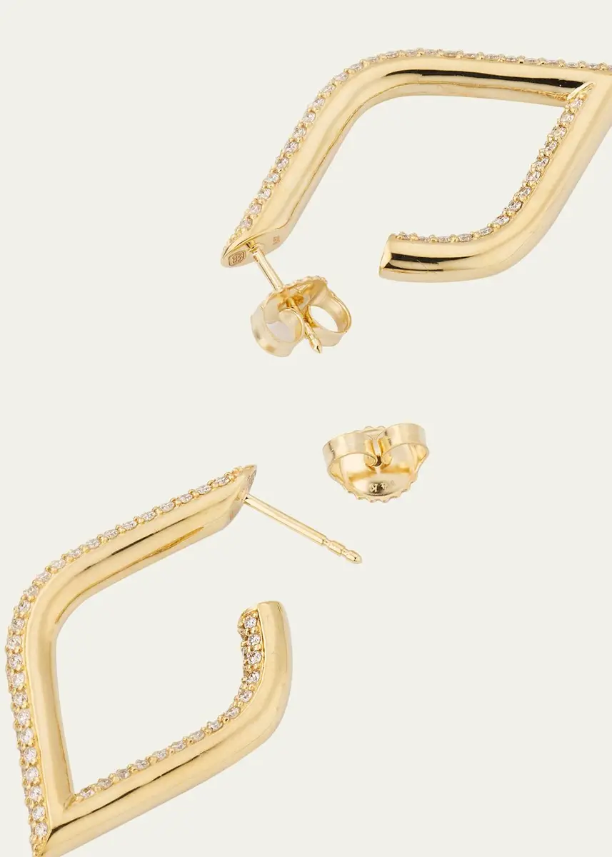 Sydney Evan 14K Pave Diamond Hollow Marquise Hoop Earrings | Thumbnail 4 Sydney Evan 14K Pave Diamond Hollow Marquise Hoop Earrings | Thumbnail 4