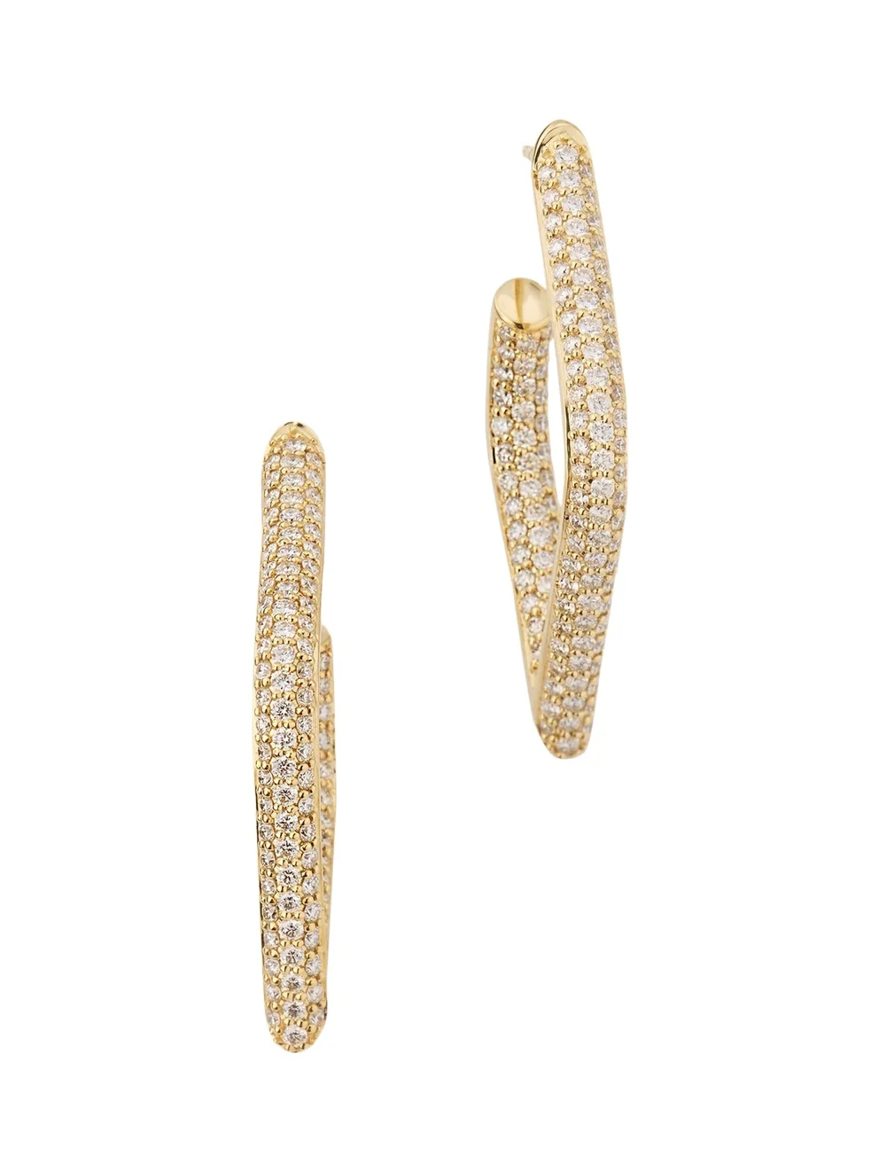 Sydney Evan 14K Pave Diamond Hollow Marquise Hoop Earrings