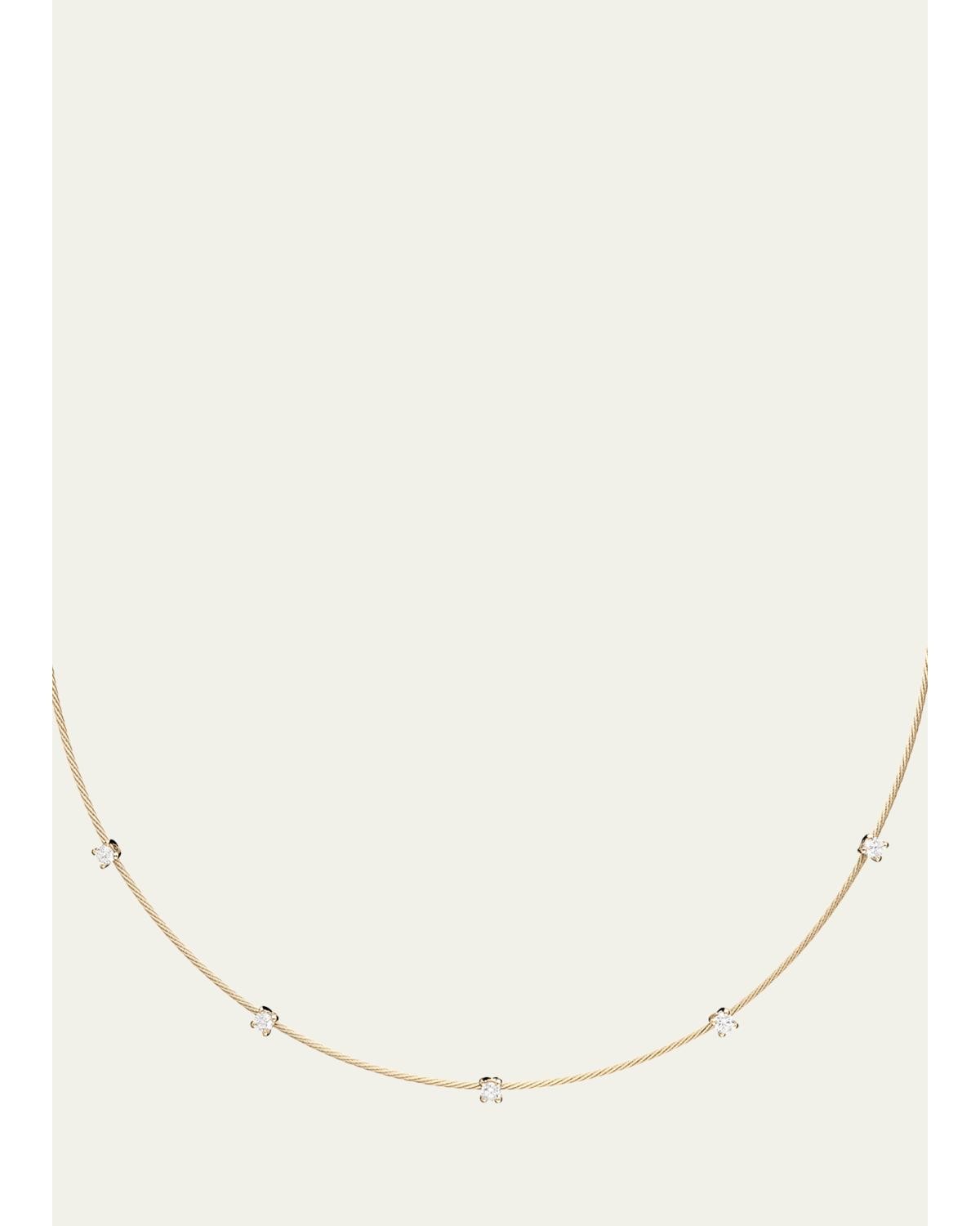 Paul Morelli 18K Yellow Gold Single Unity Necklace with 5 Diamonds