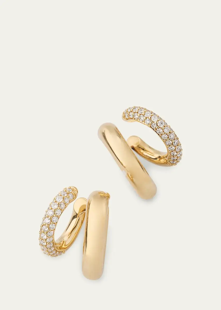 Sydney Evan 14K Hollow Tube and Diamond Double Hoop Earrings | Thumbnail 3 Sydney Evan 14K Hollow Tube and Diamond Double Hoop Earrings | Thumbnail 3