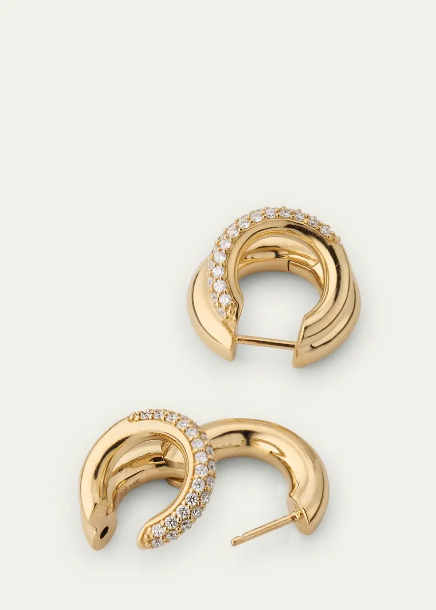 Sydney Evan 14K Hollow Tube and Diamond Double Hoop Earrings | Thumbnail 4 Sydney Evan 14K Hollow Tube and Diamond Double Hoop Earrings | Thumbnail 4