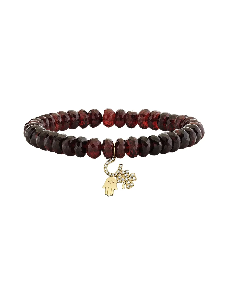 Sydney Evan 14K Diamond Good Luck Charm on Ruby Bracelet