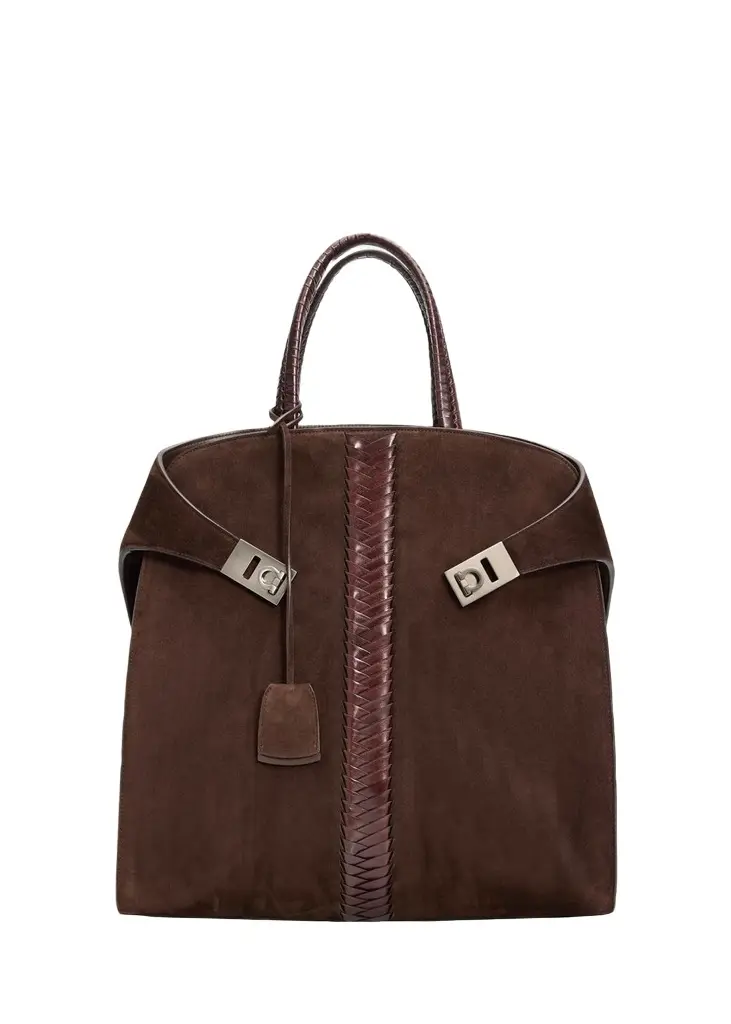 Ferragamo Men's Hug Tote Bag in Suede