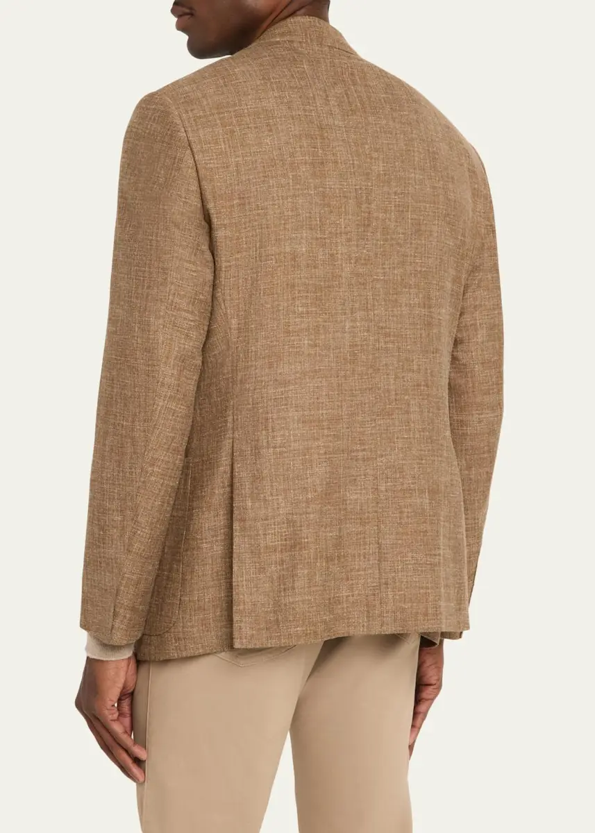 Giorgio Armani Men's Wool, Silk and Linen Crosshatch Sport Coat | Thumbnail 3
