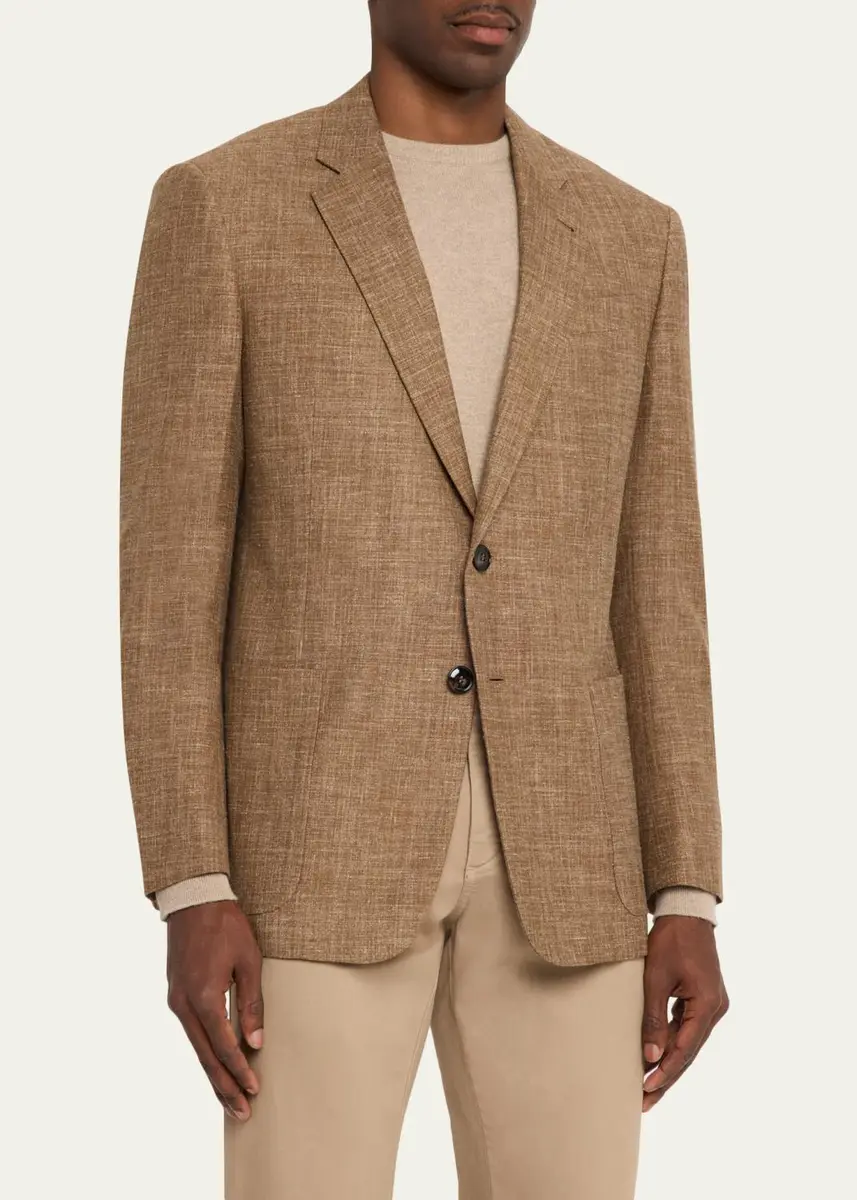Giorgio Armani Men's Wool, Silk and Linen Crosshatch Sport Coat | Thumbnail 4