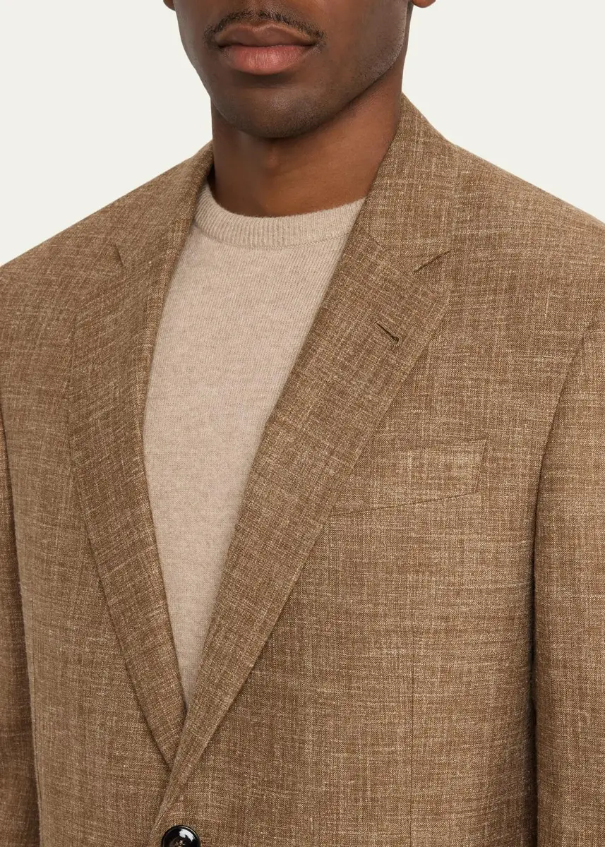 Giorgio Armani Men's Wool, Silk and Linen Crosshatch Sport Coat | Thumbnail 5