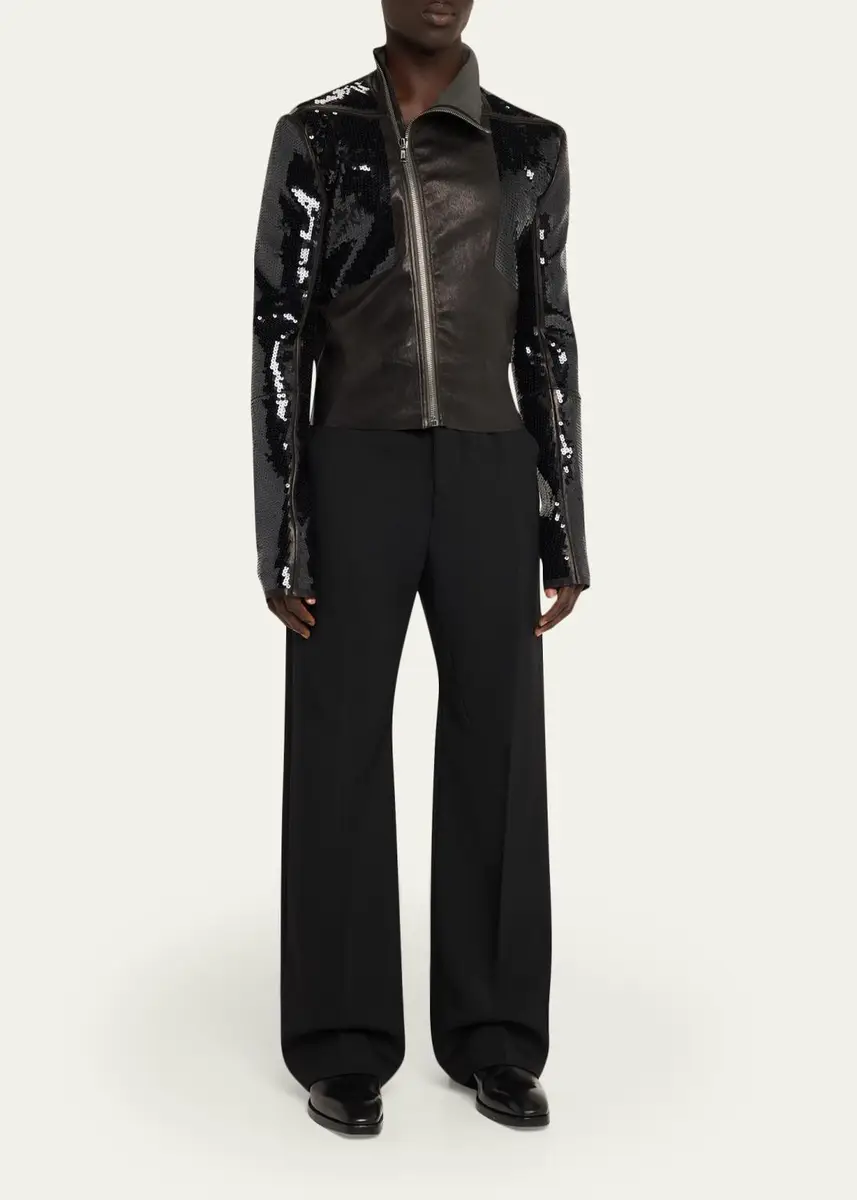 Rick Owens Sequin & Leather Biker Jacket | Thumbnail 2