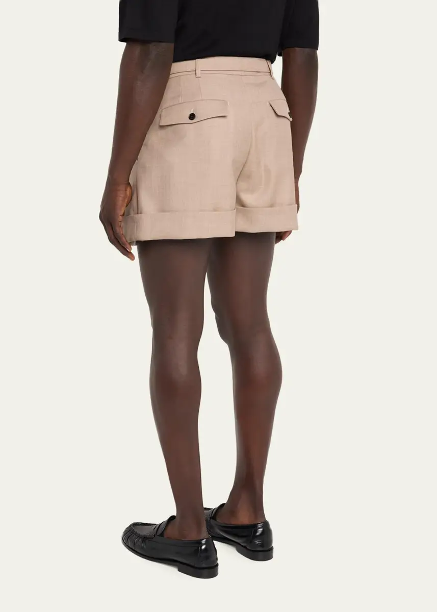 Saint Laurent Men's Wool and Cotton Tailored-Fit Belted Shorts | Thumbnail 3