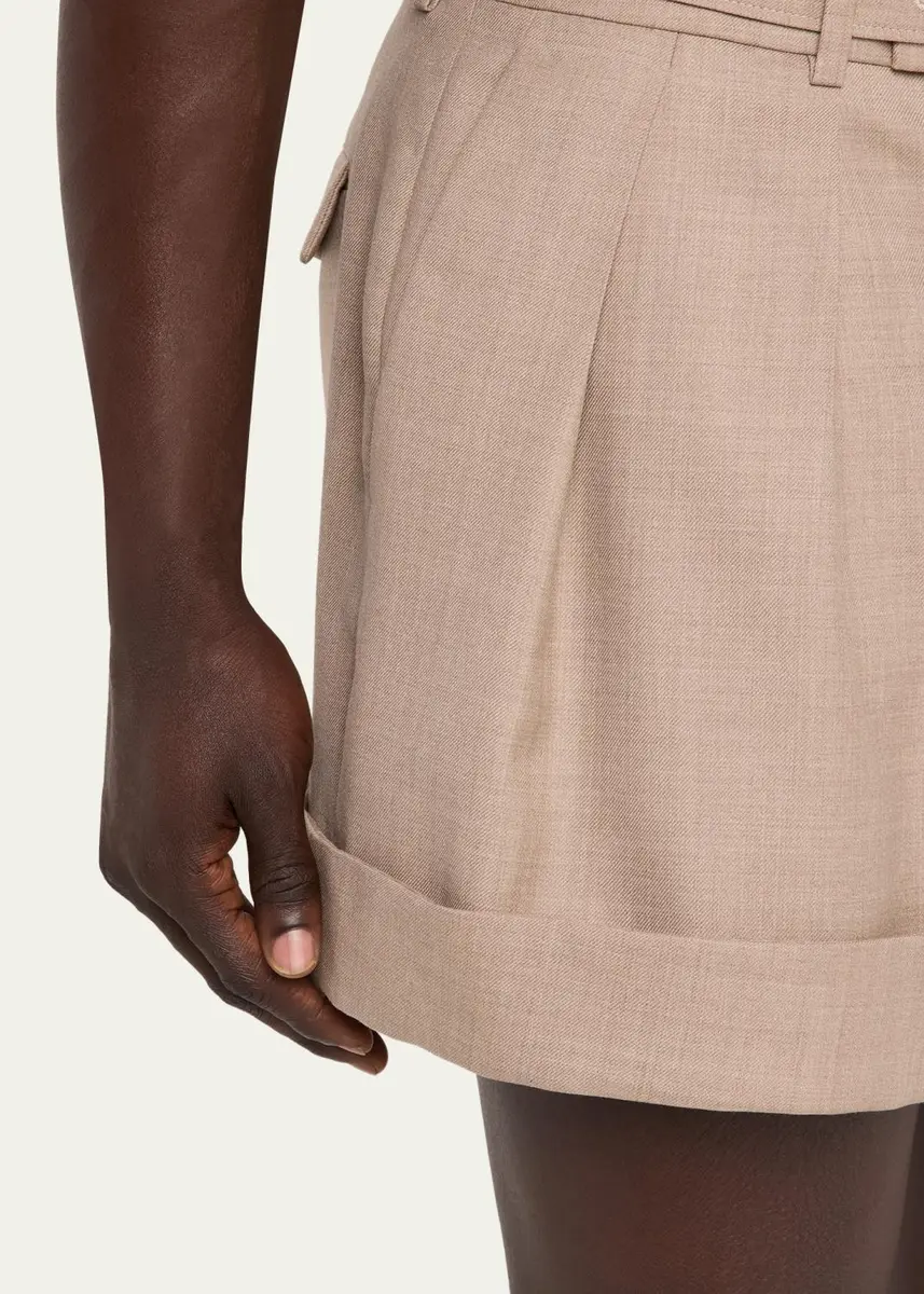 Saint Laurent Men's Wool and Cotton Tailored-Fit Belted Shorts | Thumbnail 5