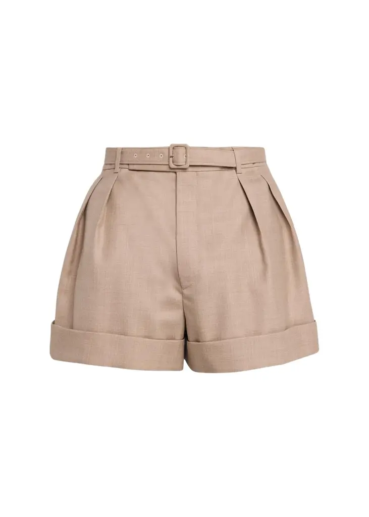 Saint Laurent Men's Wool and Cotton Tailored-Fit Belted Shorts