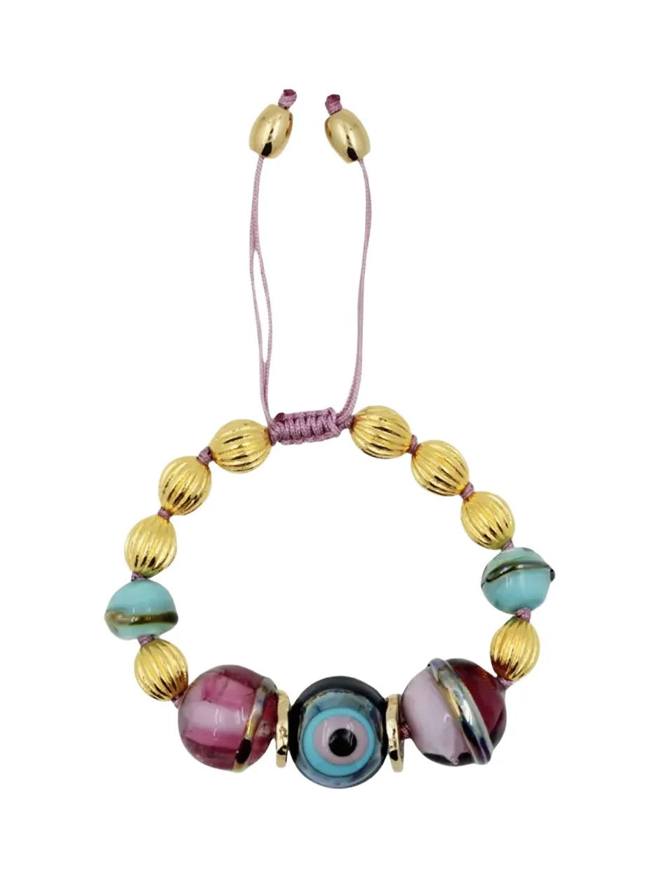 TOHUM Design Evil Eye Charm Bracelet, Purple