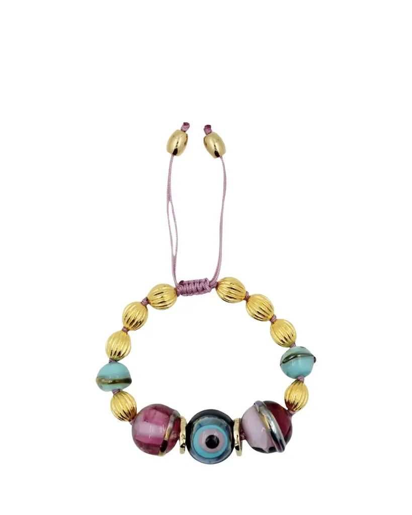 Evil Eye Charm Bracelet, Purple Evil Eye Charm Bracelet, Purple