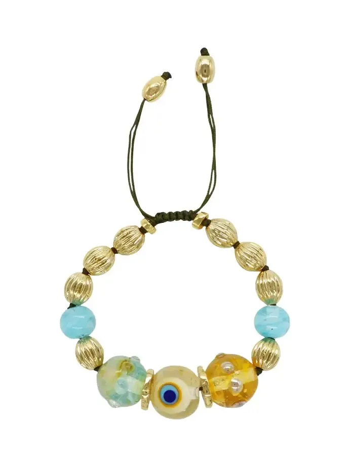 Evil Eye Charm Bracelet, Yellow Evil Eye Charm Bracelet, Yellow