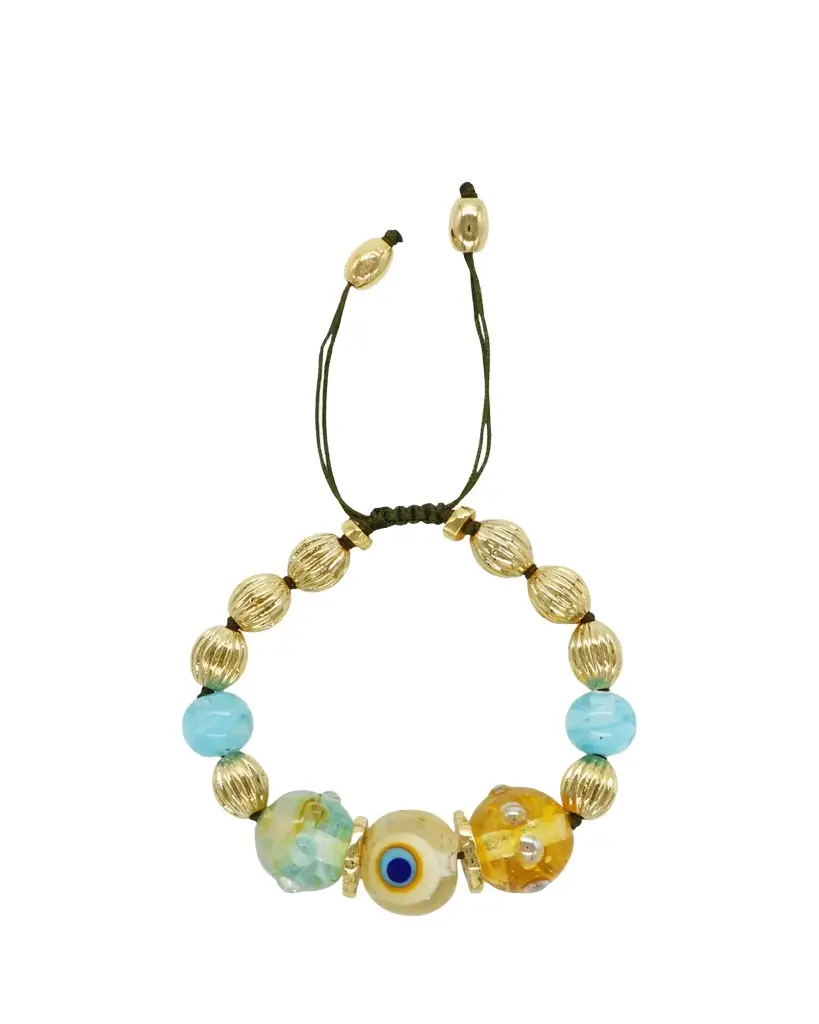 Evil Eye Charm Bracelet, Yellow Evil Eye Charm Bracelet, Yellow