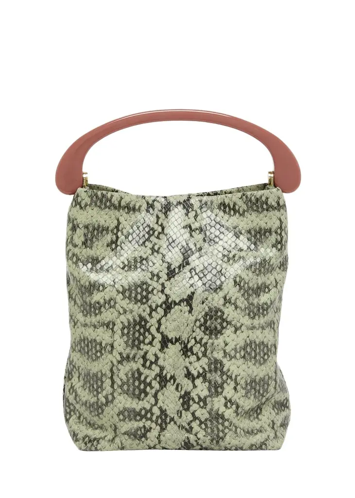 Snakeskin-Embossed Top-Handle Bag