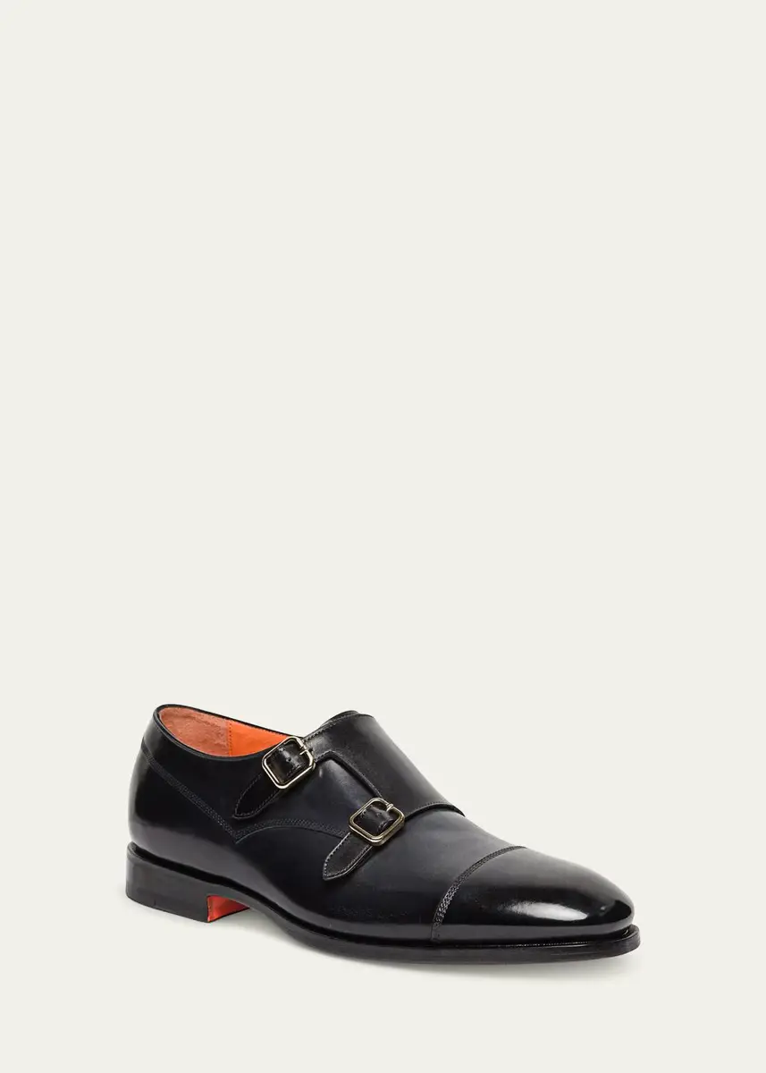 Santoni Men's Gentile Double-Monk Strap Leather Loafers | Thumbnail 2 Santoni Men's Gentile Double-Monk Strap Leather Loafers | Thumbnail 2