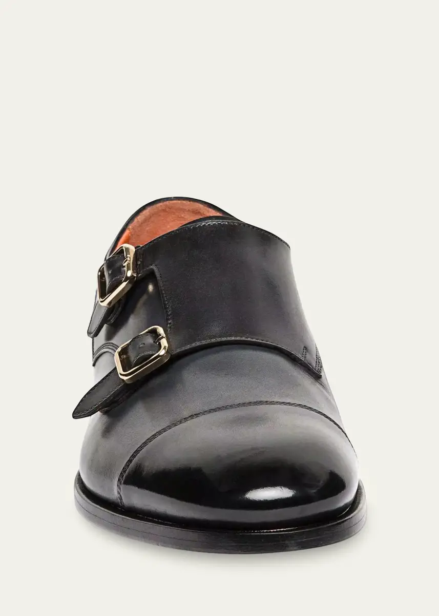 Santoni Men's Gentile Double-Monk Strap Leather Loafers | Thumbnail 4 Santoni Men's Gentile Double-Monk Strap Leather Loafers | Thumbnail 4