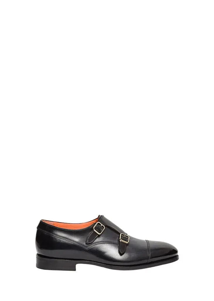 Santoni Men's Gentile Double-Monk Strap Leather Loafers