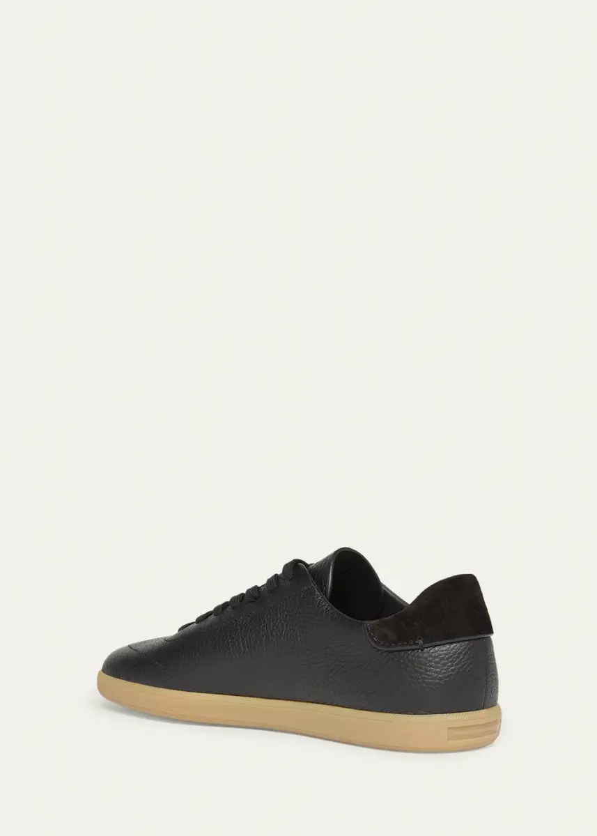 Zegna Men's 232 Grained Leather Low-Top Sneakers | Thumbnail 2