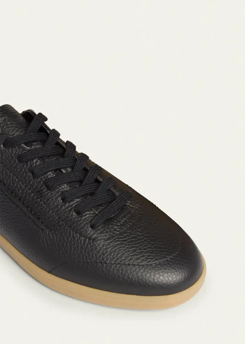 Zegna Men's 232 Grained Leather Low-Top Sneakers | Thumbnail 3