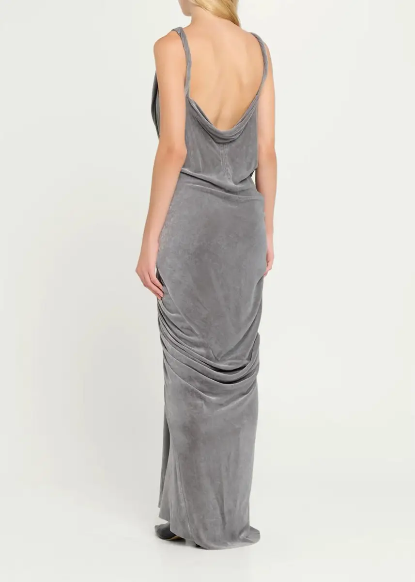 Rick Owens Strutter Drape Velvet Maxi Dress | Thumbnail 3 Rick Owens Strutter Drape Velvet Maxi Dress | Thumbnail 3
