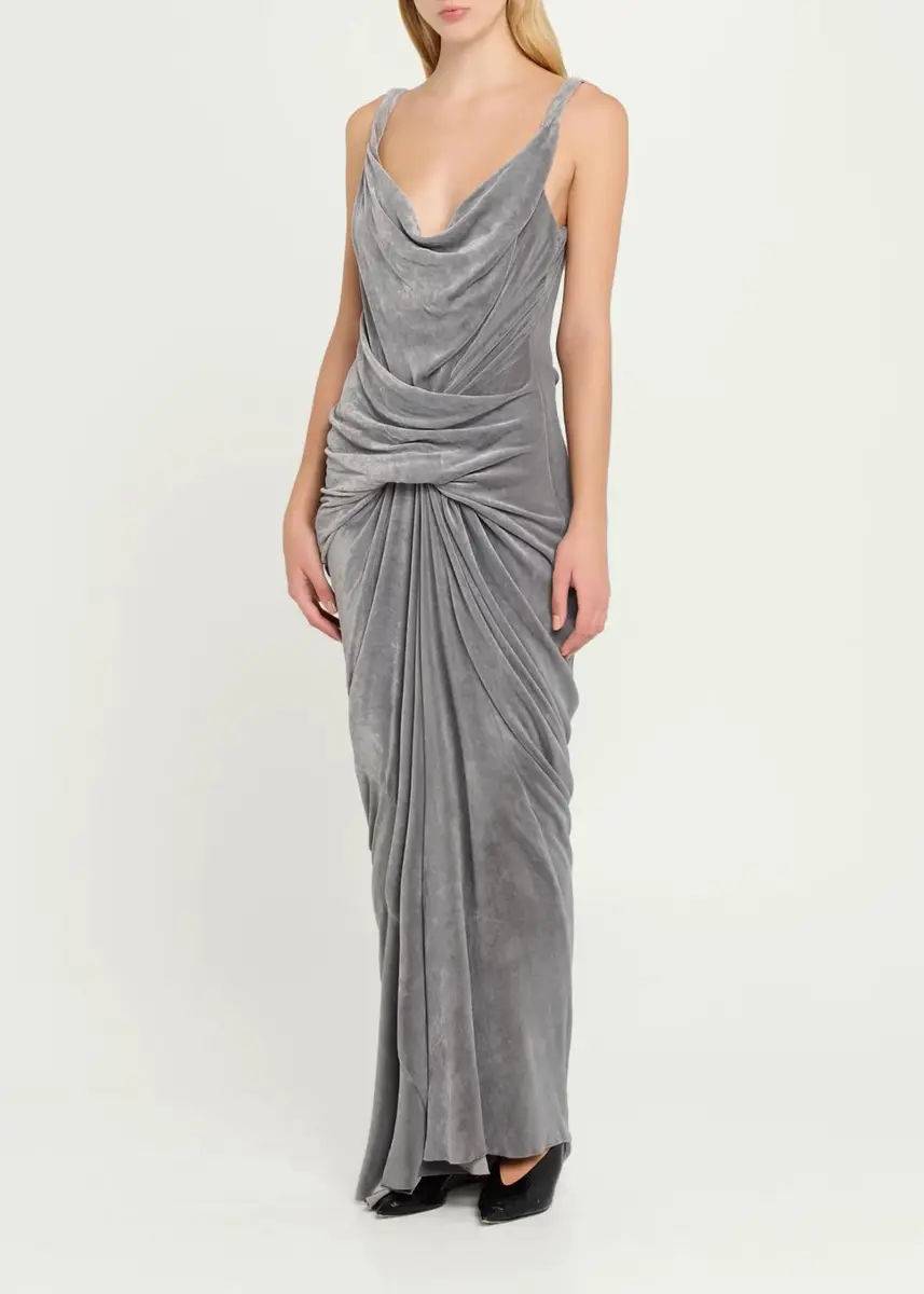 Rick Owens Strutter Drape Velvet Maxi Dress | Thumbnail 4 Rick Owens Strutter Drape Velvet Maxi Dress | Thumbnail 4