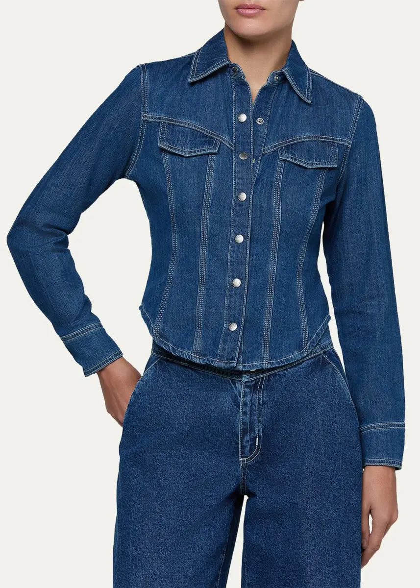 L'Agence Louis Fitted Denim Shirt | Thumbnail 4 L'Agence Louis Fitted Denim Shirt | Thumbnail 4