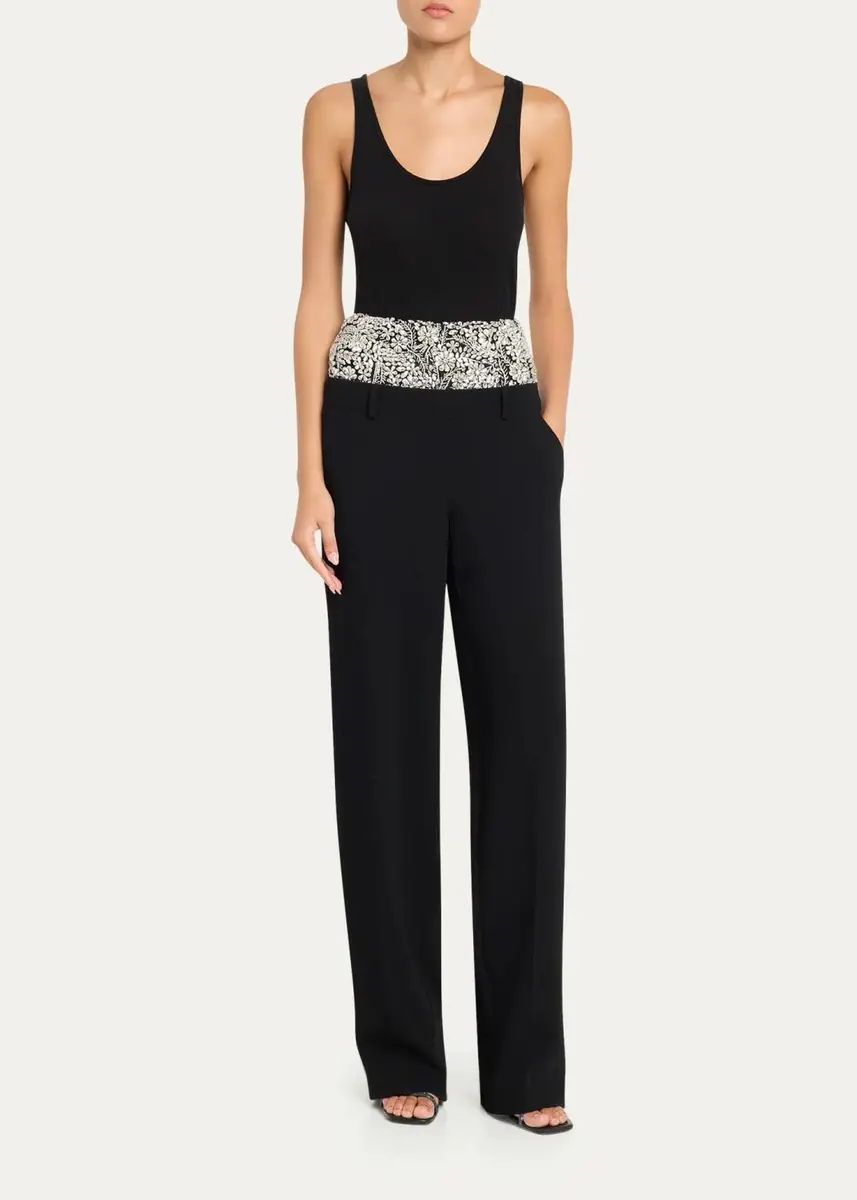 Cinq à Sept Dionne Crystal Ivy Double-Waistband Trousers | Thumbnail 2 Cinq à Sept Dionne Crystal Ivy Double-Waistband Trousers | Thumbnail 2