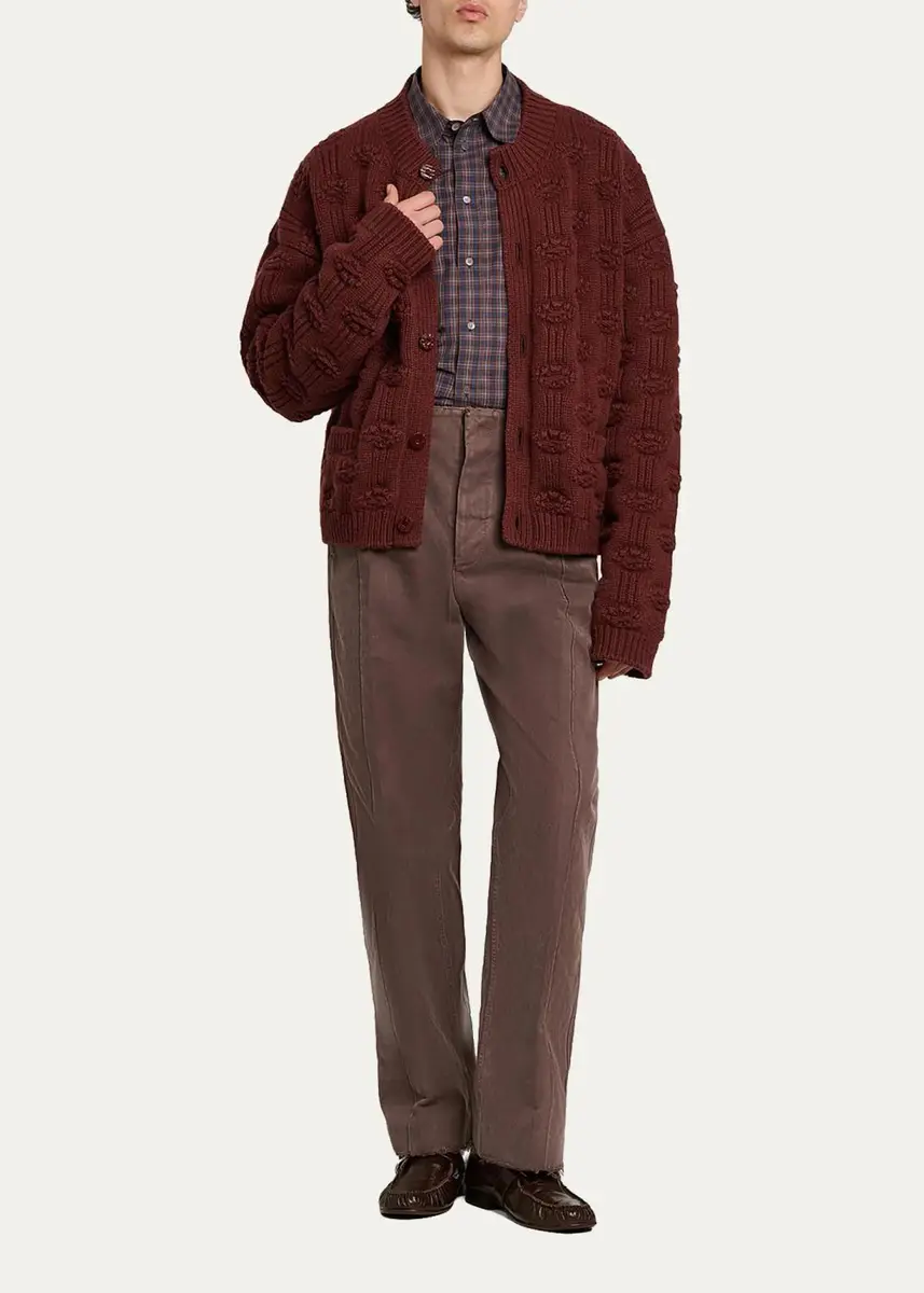 Marni Men's Wool and Cashmere Geometric-Jacquard Cardigan | Thumbnail 2 Marni Men's Wool and Cashmere Geometric-Jacquard Cardigan | Thumbnail 2