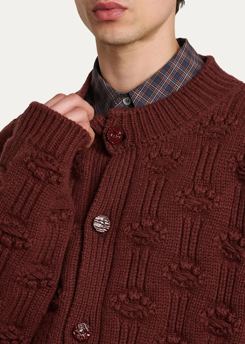 Marni Men's Wool and Cashmere Geometric-Jacquard Cardigan | Thumbnail 5 Marni Men's Wool and Cashmere Geometric-Jacquard Cardigan | Thumbnail 5